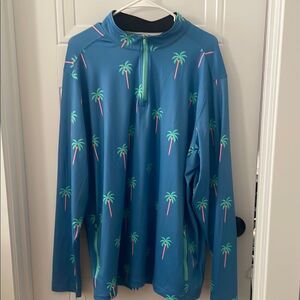 Chubbies Blue Palm Tree Momentum Quarter Zip Top